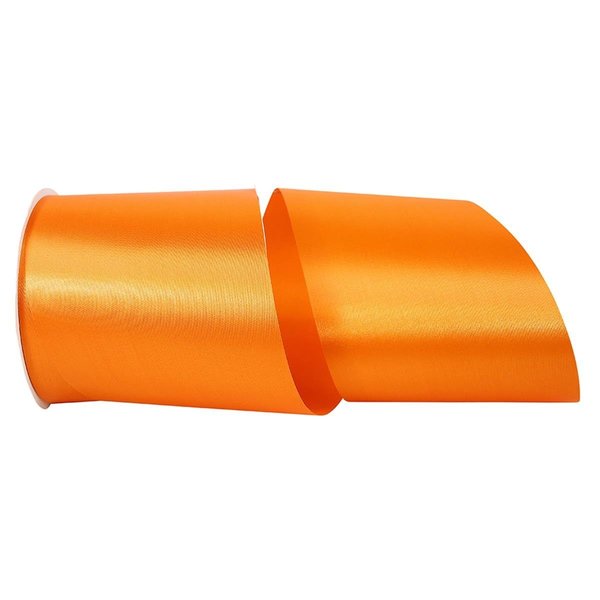 Reliant Ribbon 4 in. 50 Yards Single Face Satin Allure Ribbon, Torrid Orange 4700-765-10K